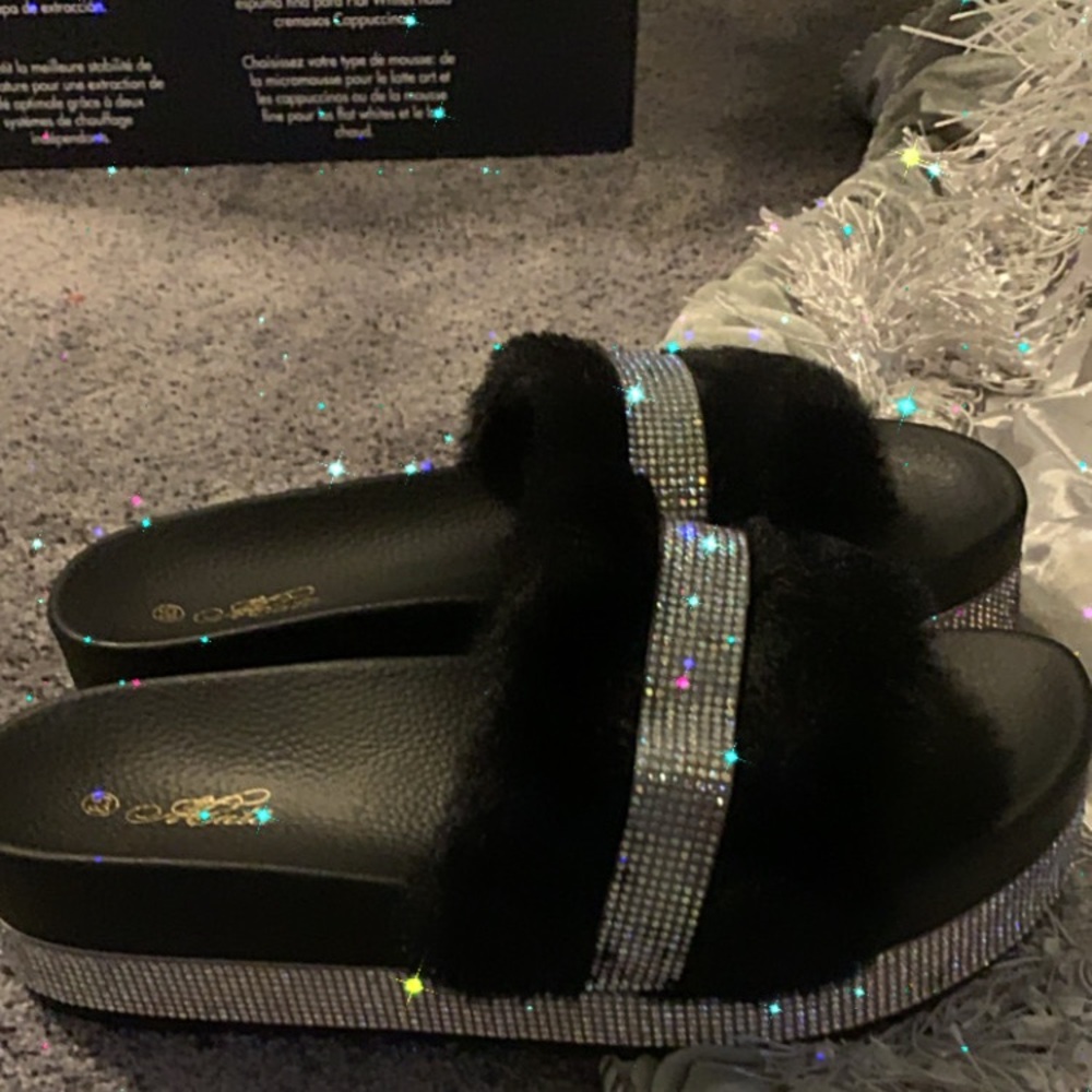 Glitter Fur Slippers